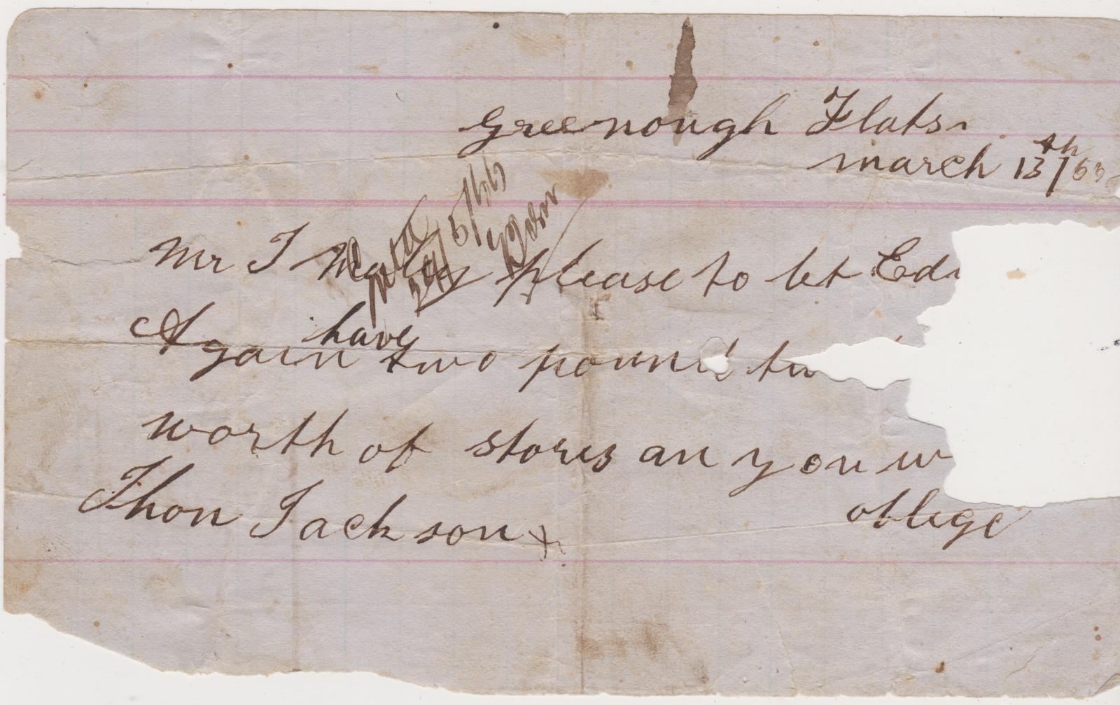 Promissory note from J. Jackson