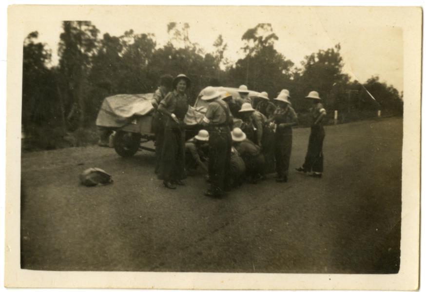 Roadside repairs to trailer enroute to the camping exercise at Turtle Pool, Gleneagle.