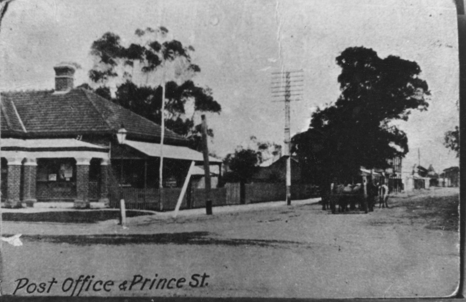 Post Office with Bullock Team in Prince Street Busselton 1916