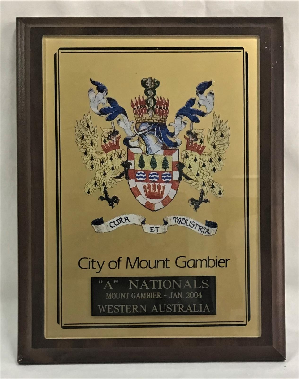 City of Mount Gambier plaque - baseball "A" Nationals - 2004