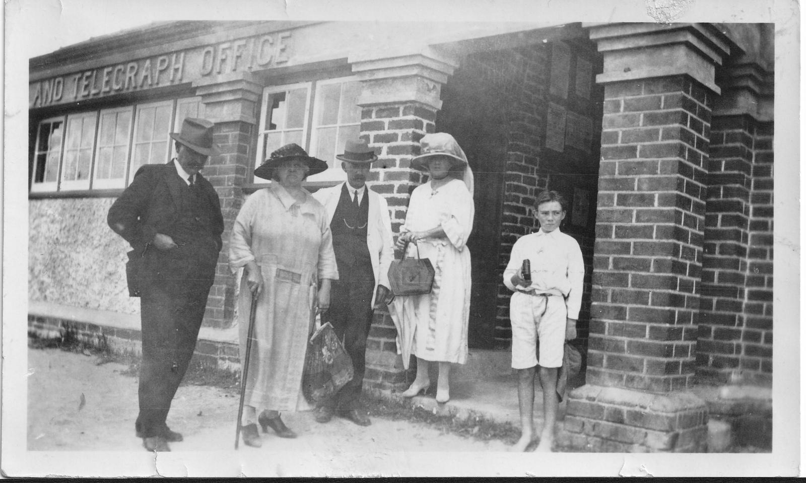 Mr & Mrs Donaldson and son outside Busselton Post Office 1920s