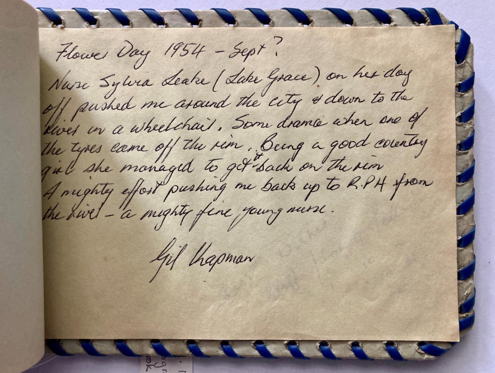 Autograph book made and owned by Gil Chapman, page example