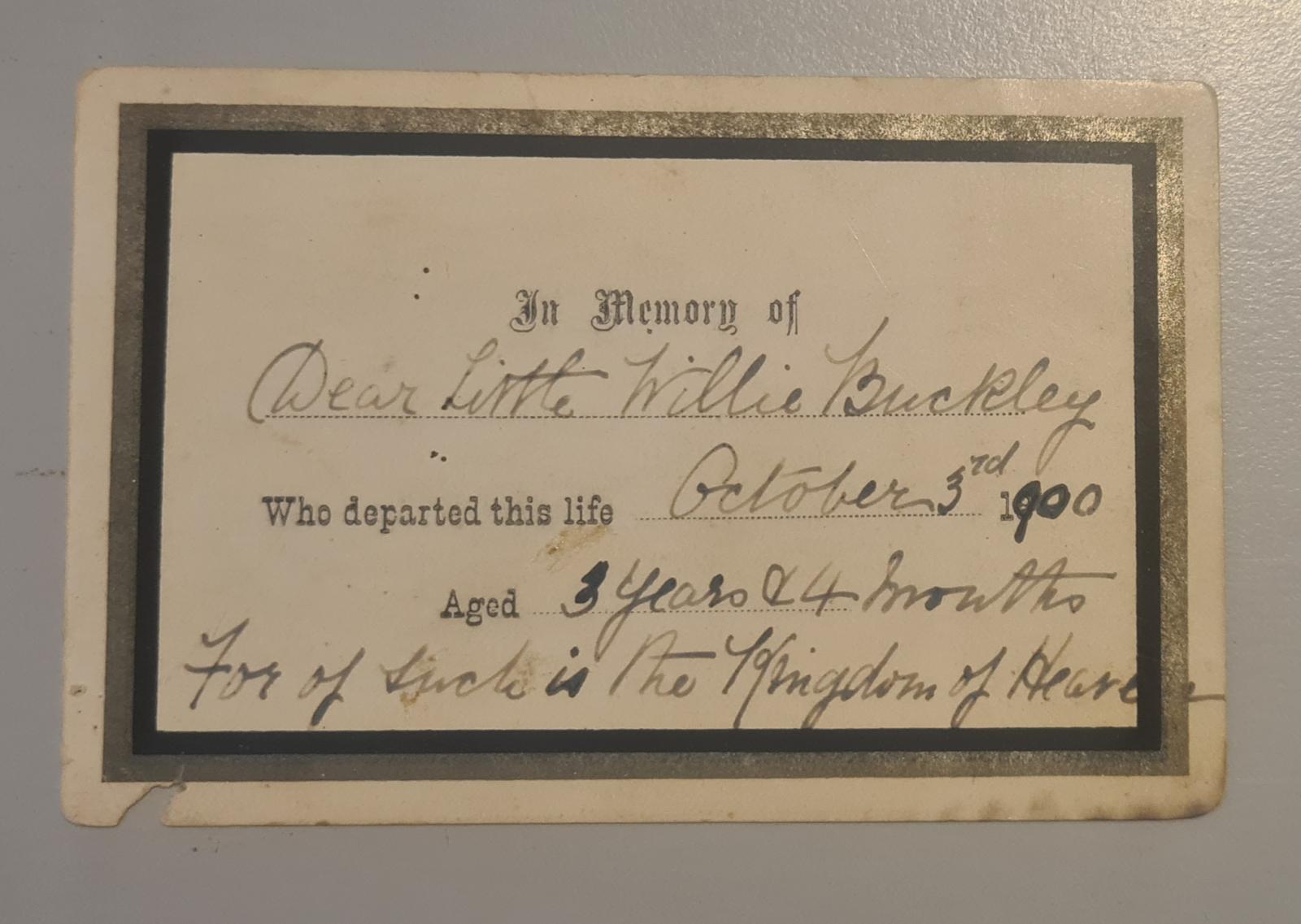 Buckley Memorial Card