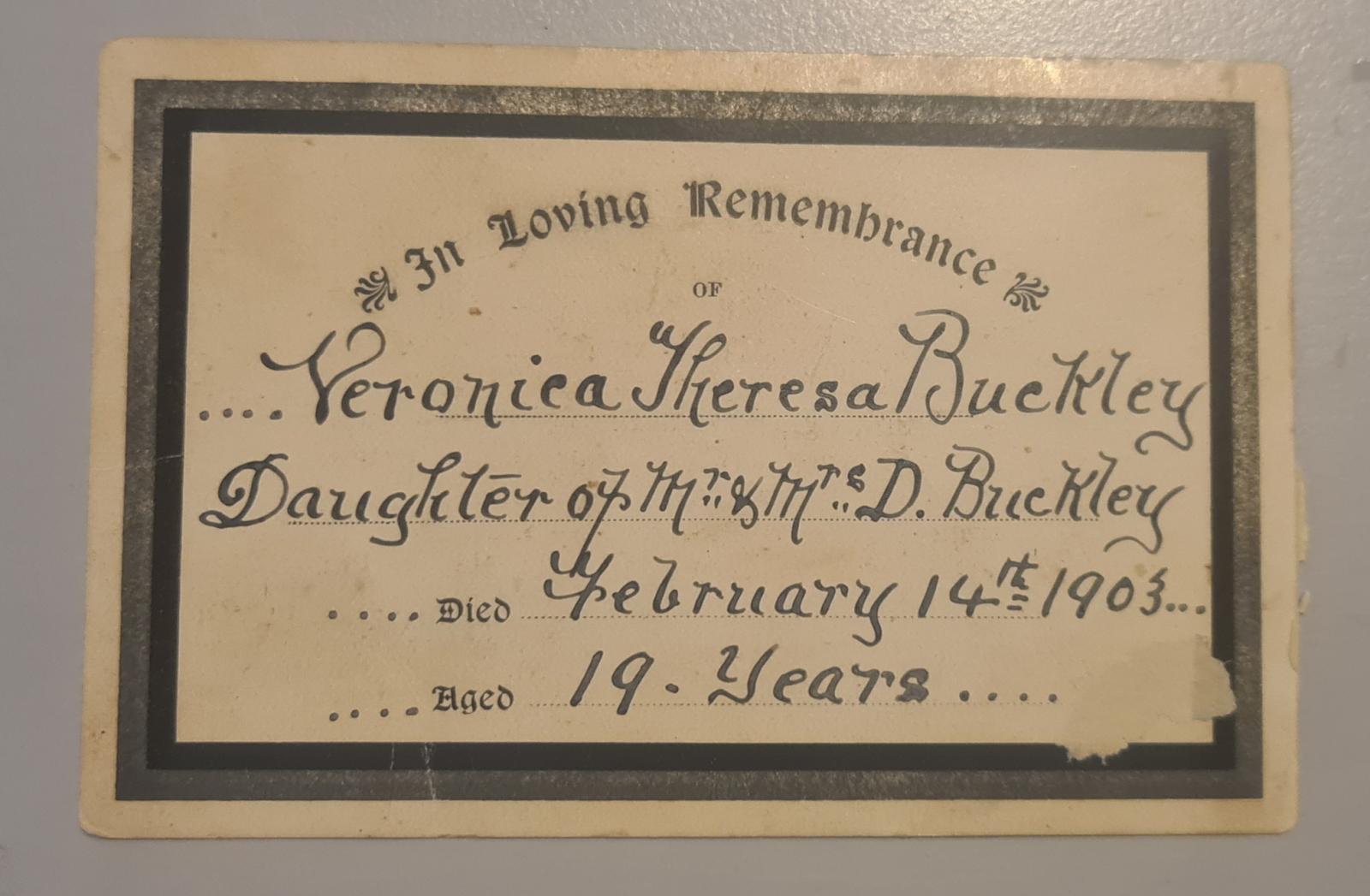 Buckley Memorial Card