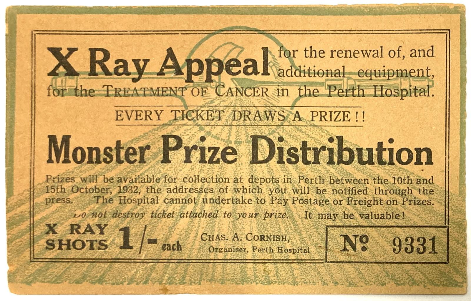 X Ray Appeal Raffle Ticket 1932