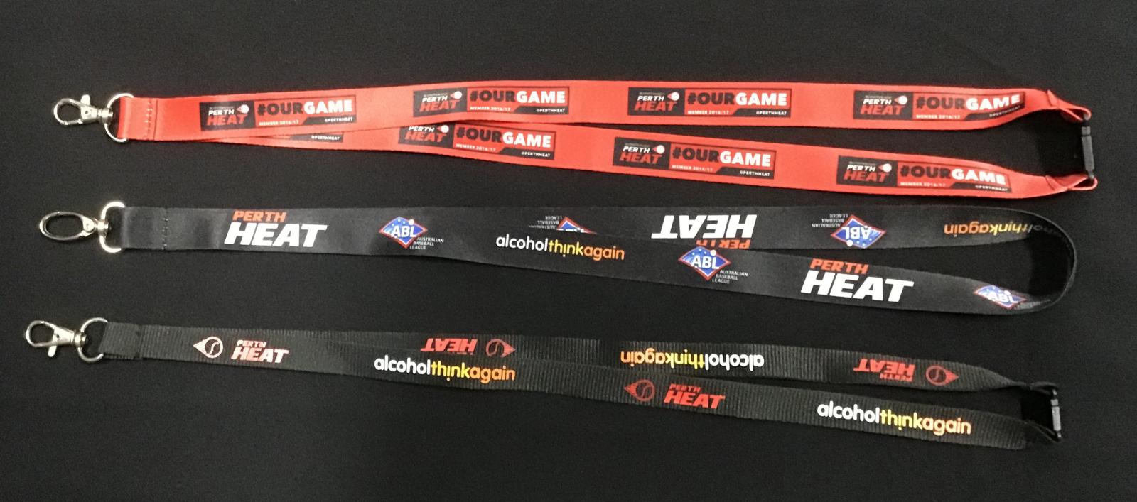 Various Perth Heat lanyards