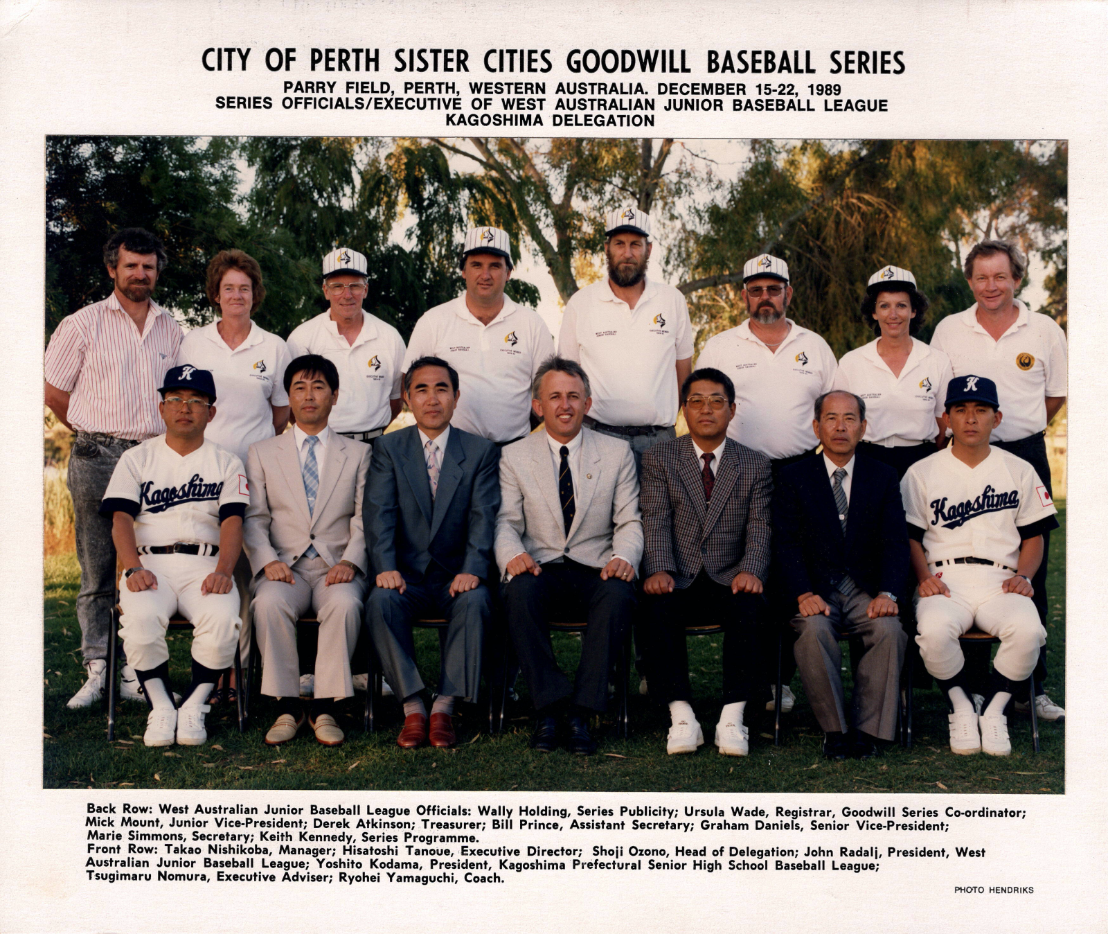 1989 City of Perth and Kagoshima Sister Cities Goodwill Baseball Series ...