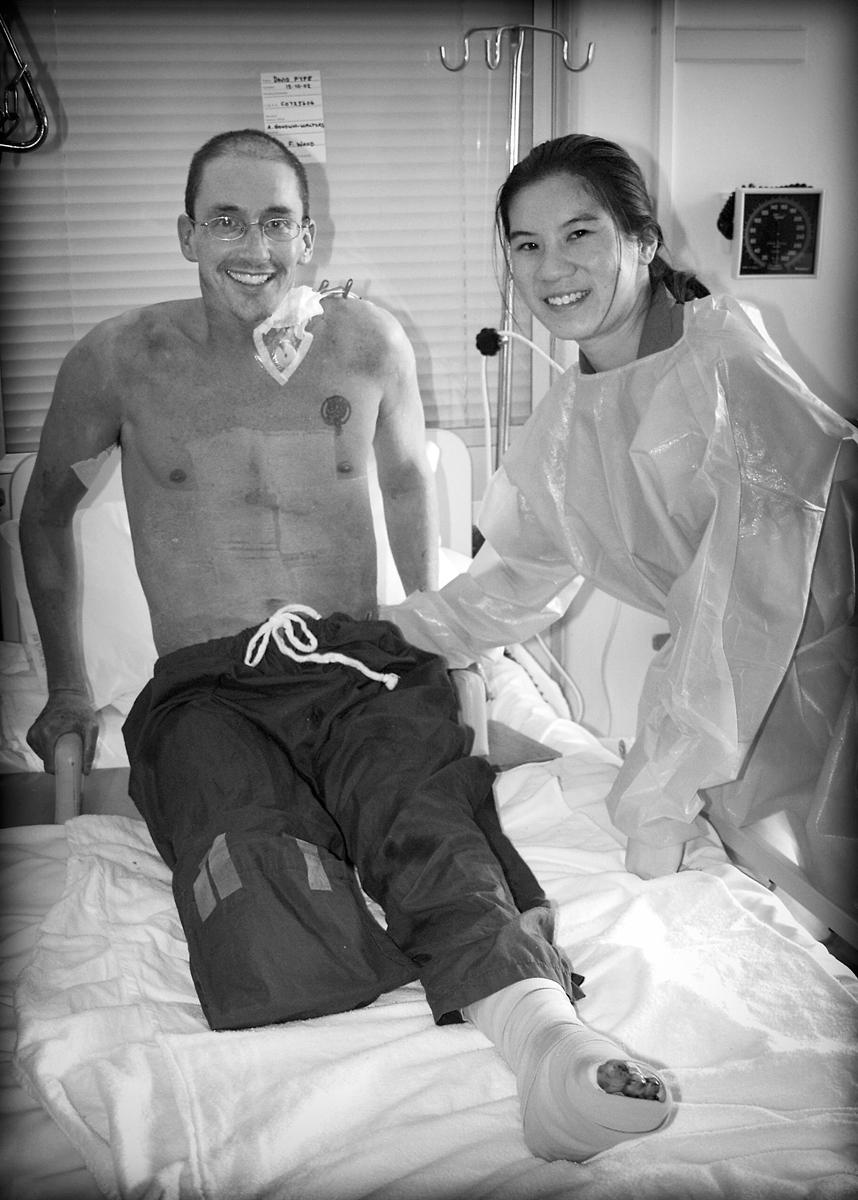 David Fyfe and Physiotherapist Wendy Lee.