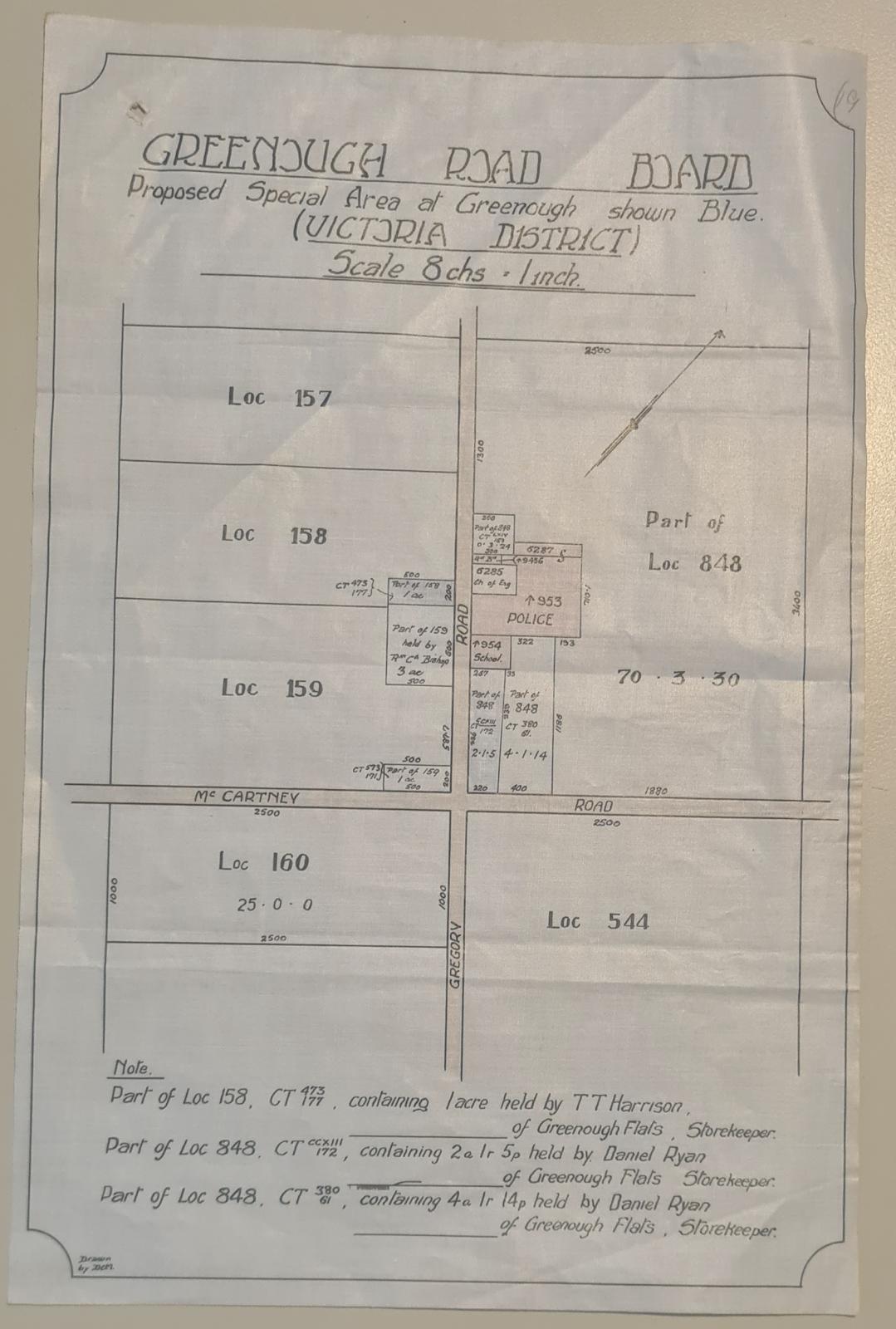 Hand-drawn map of Central Greenough