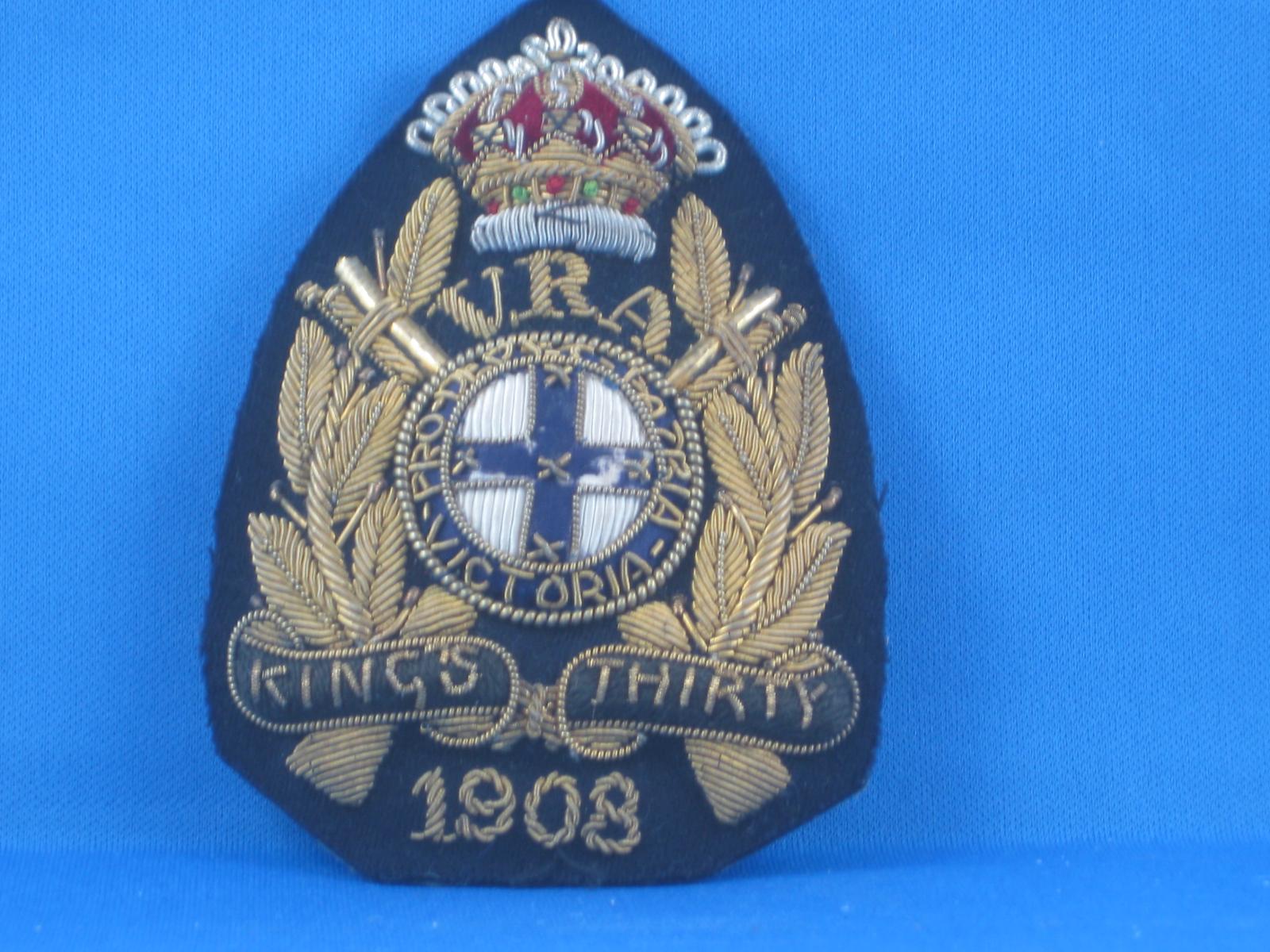 AC Turrell 1908 VRA Kings Thirty Badge Victoria