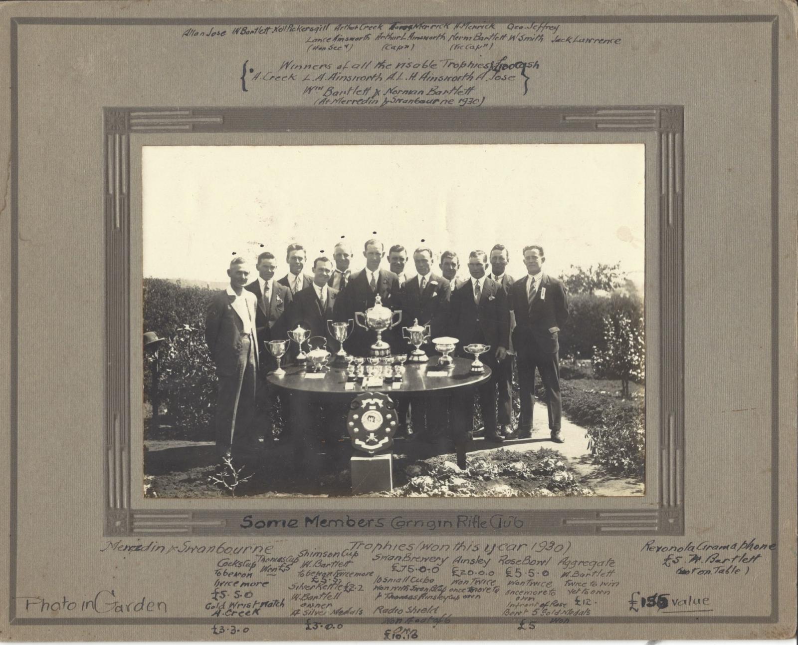 Corrigin Rifle Club Trophies and winners 1930