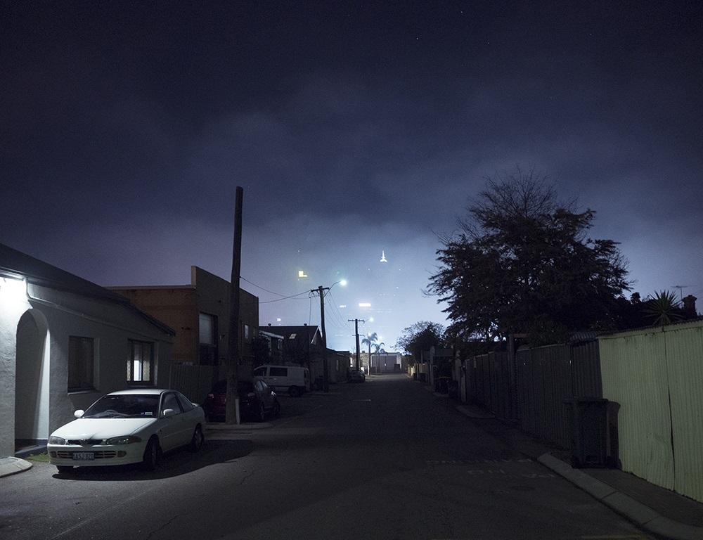 Pictorialism 1: Fog at midnight, corner Wellman and Robinson