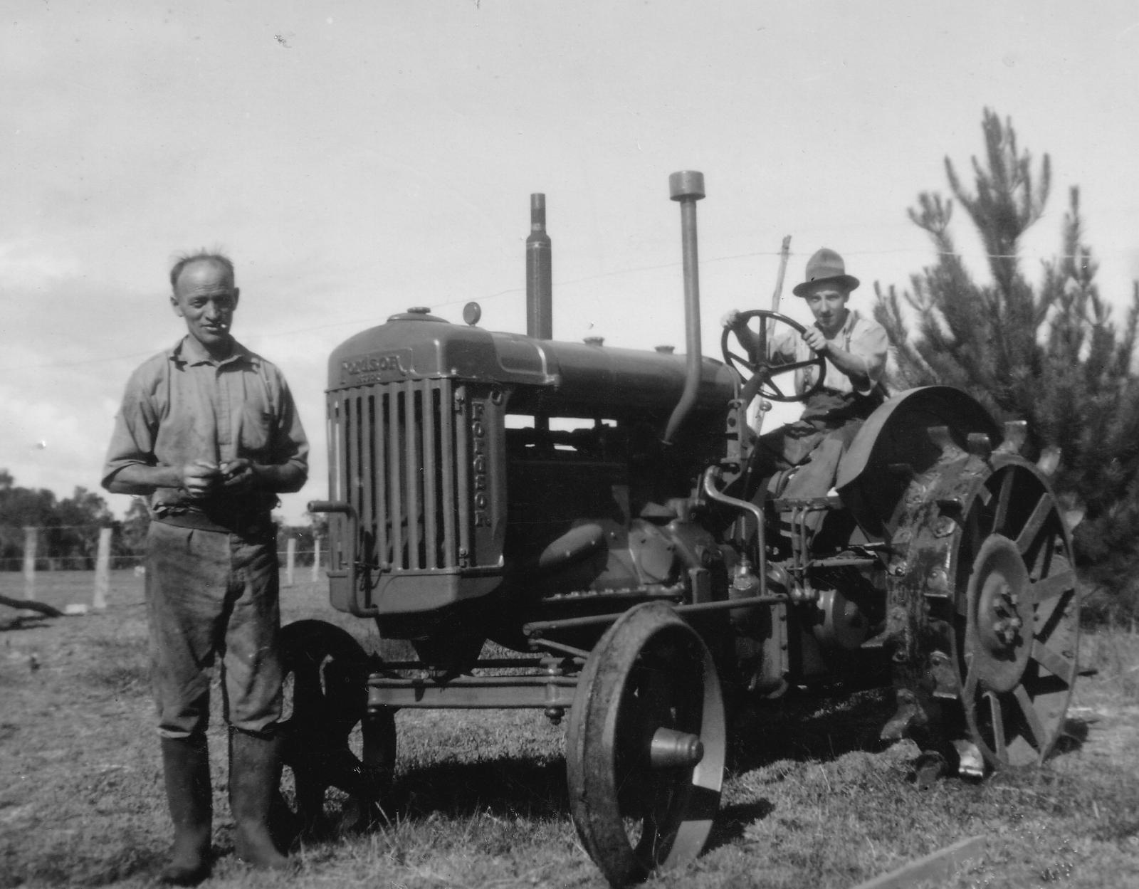 Local farmers Tom Price & John Evans with their new Fordson tractor in 1946. 