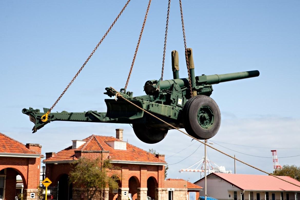 5.5 inch gun being moved into location