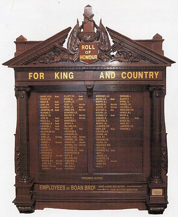 Boan Brother Honour Board World War 1