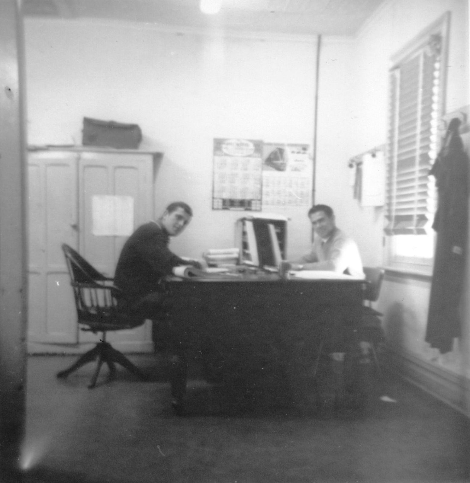 John O'Neill and Harry McCarthy at MRWA accounts branch office. 