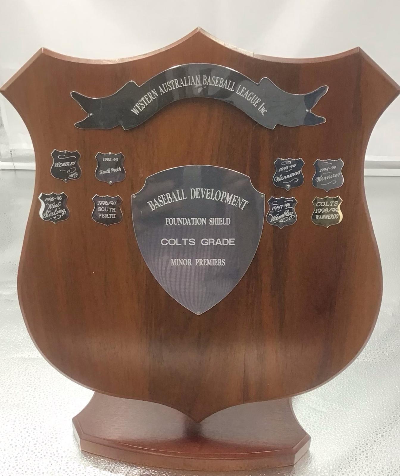 Baseball Development Foundation Shield - WABL Colts Grade winners 1992 - 1998/99