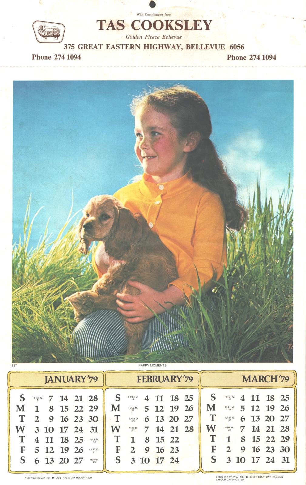 Tas Cooksley calendar, 1979.