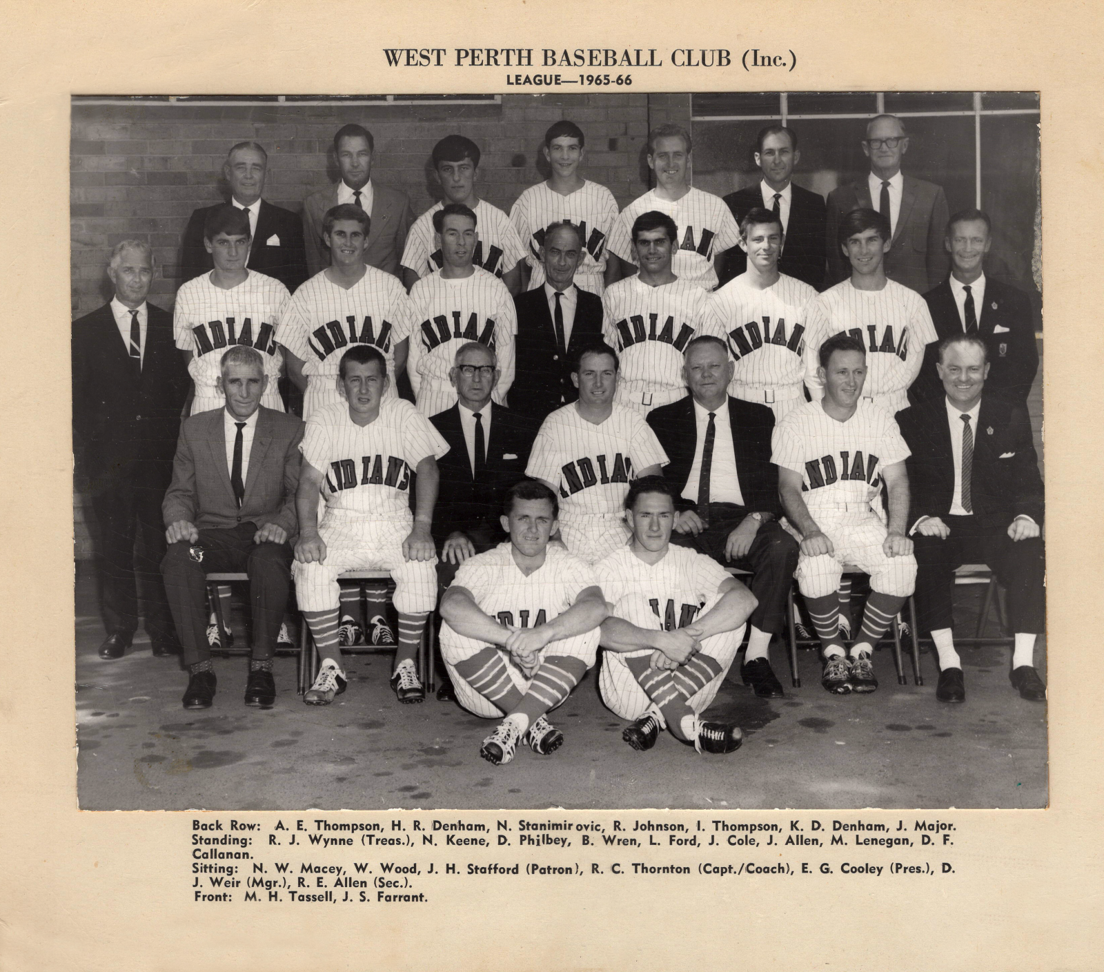 West Perth Baseball Club 1965-66 League team