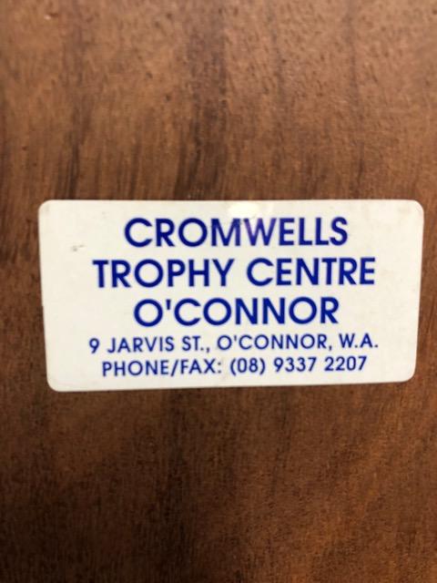 Western Australia's 60th Year Claxton Shield Commemorative Trophy (manufacturer's label)