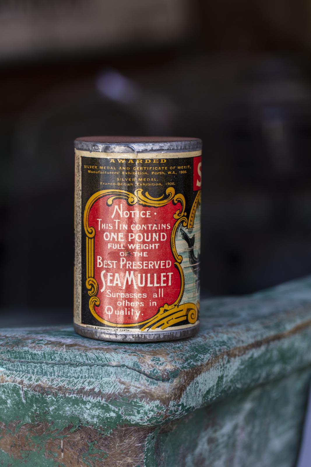 Canned fish showing back label