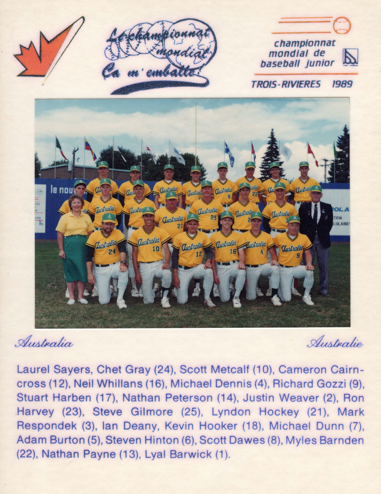 1989 Australian Under-19 Baseball Team