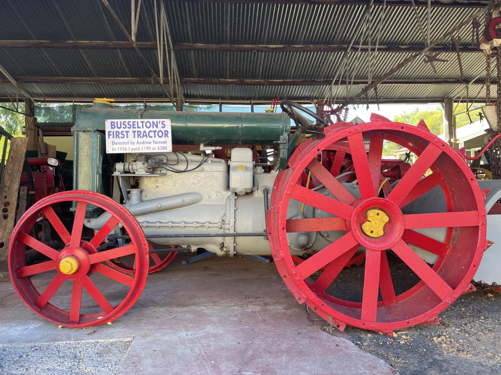 Side view of the Fordson Model F Tractor affectionately known as the “first tractor in Busselton”