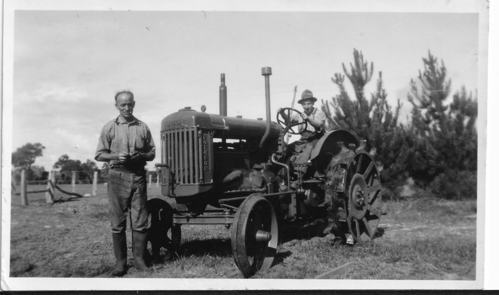 Tom Price & John Evans with their new Fordson tractor 1946. Photo 3650 BHS Archive