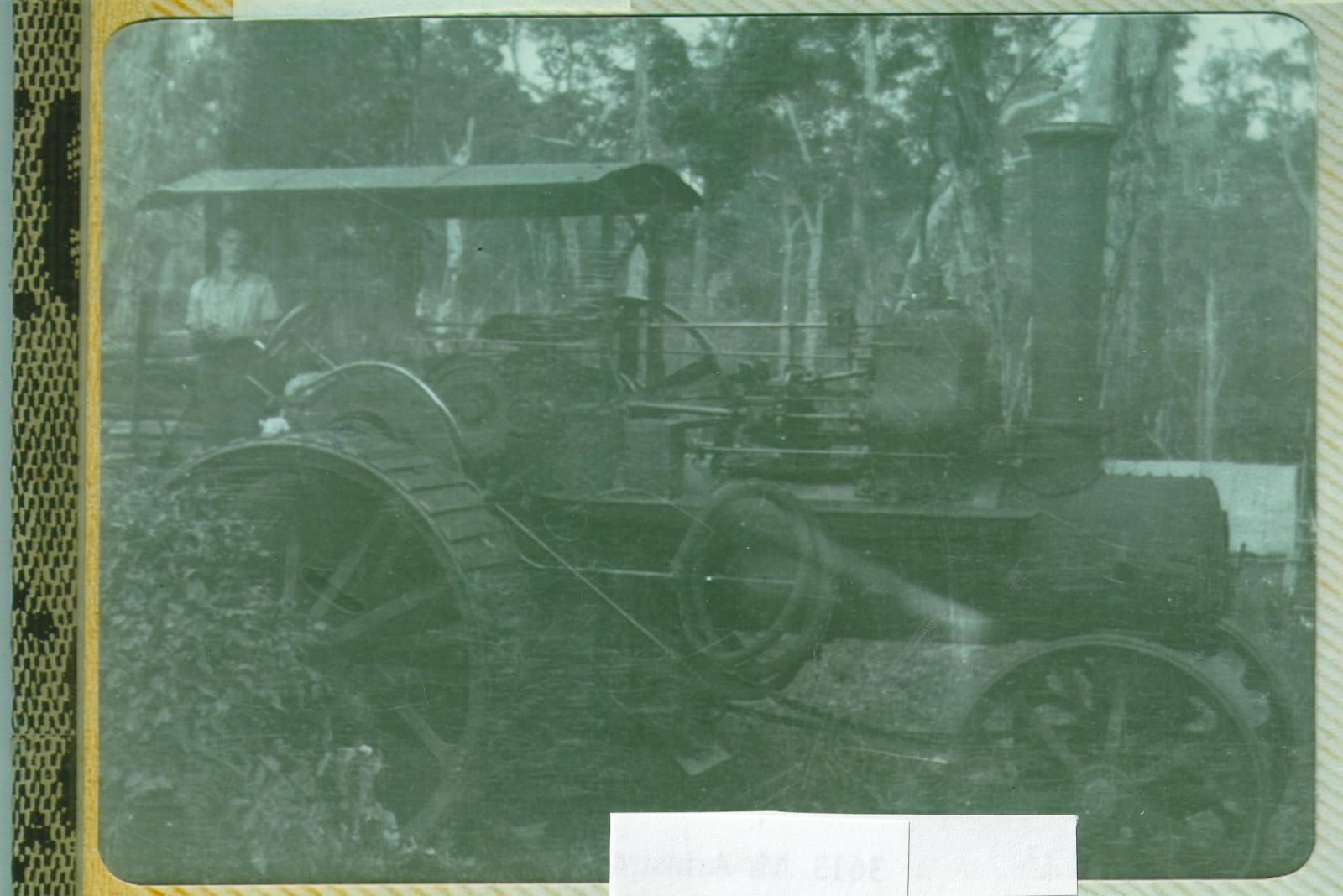 This 1890s steam traction engine, a precursor to the tractor, was used on the Armstrong farm. Photo 3613 BHS Archive