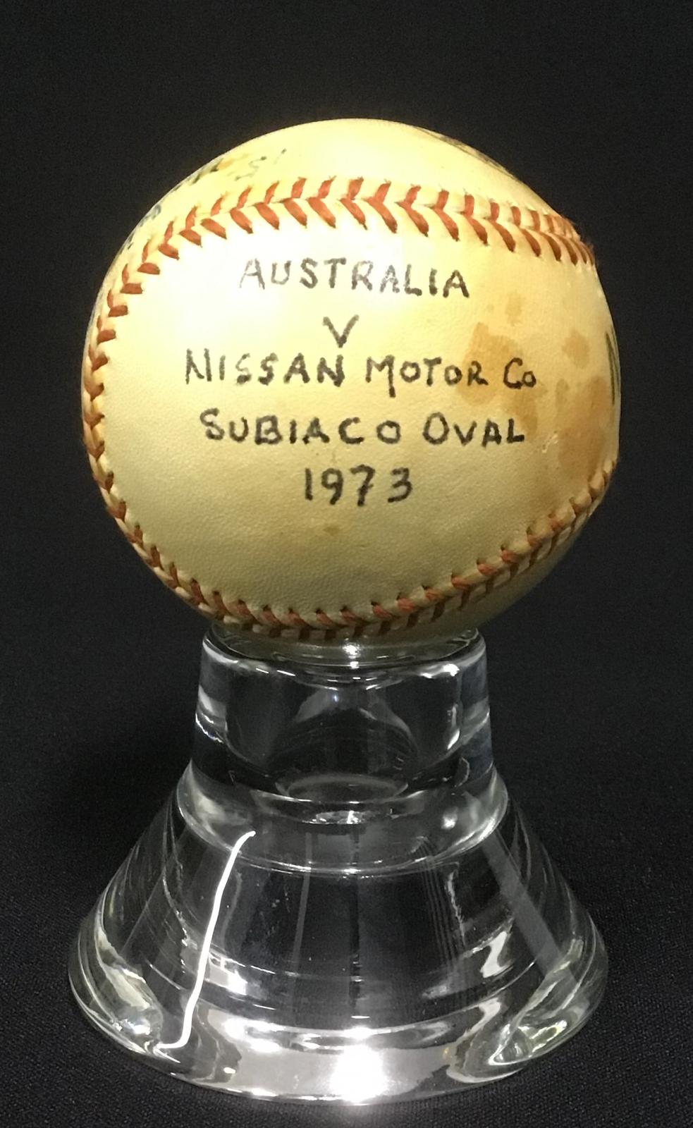 Match baseball from Nissan Motor Co. v. Australia game - Perth 1973