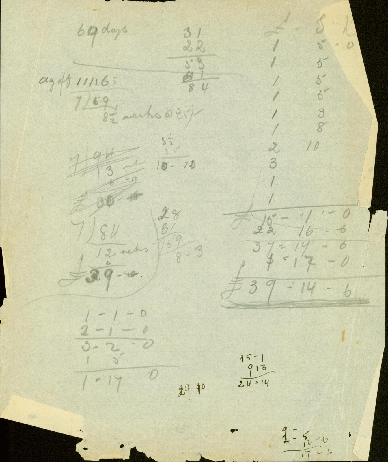 handwritten calculations