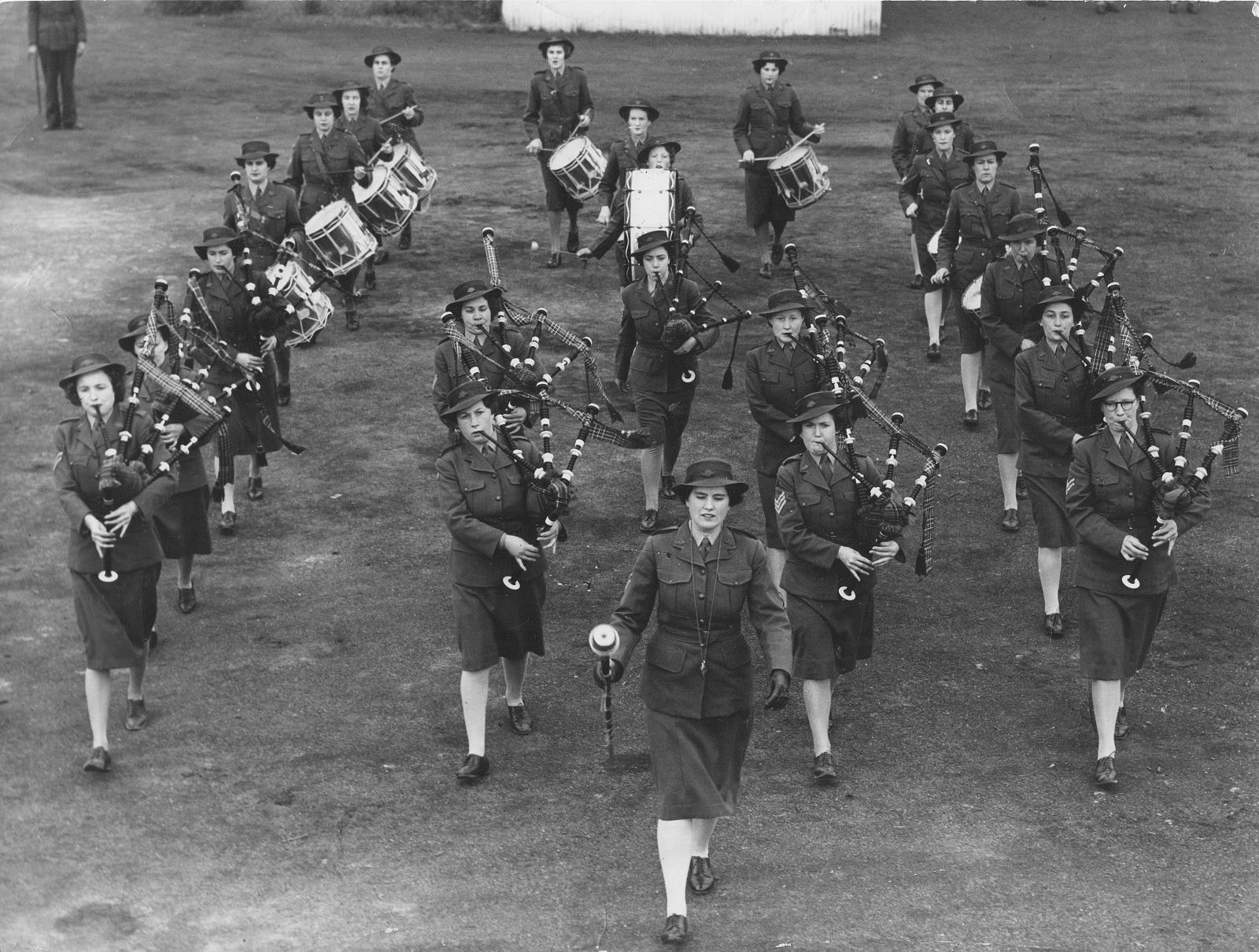 Drum Major leading Australian Womens Army Service pipe band