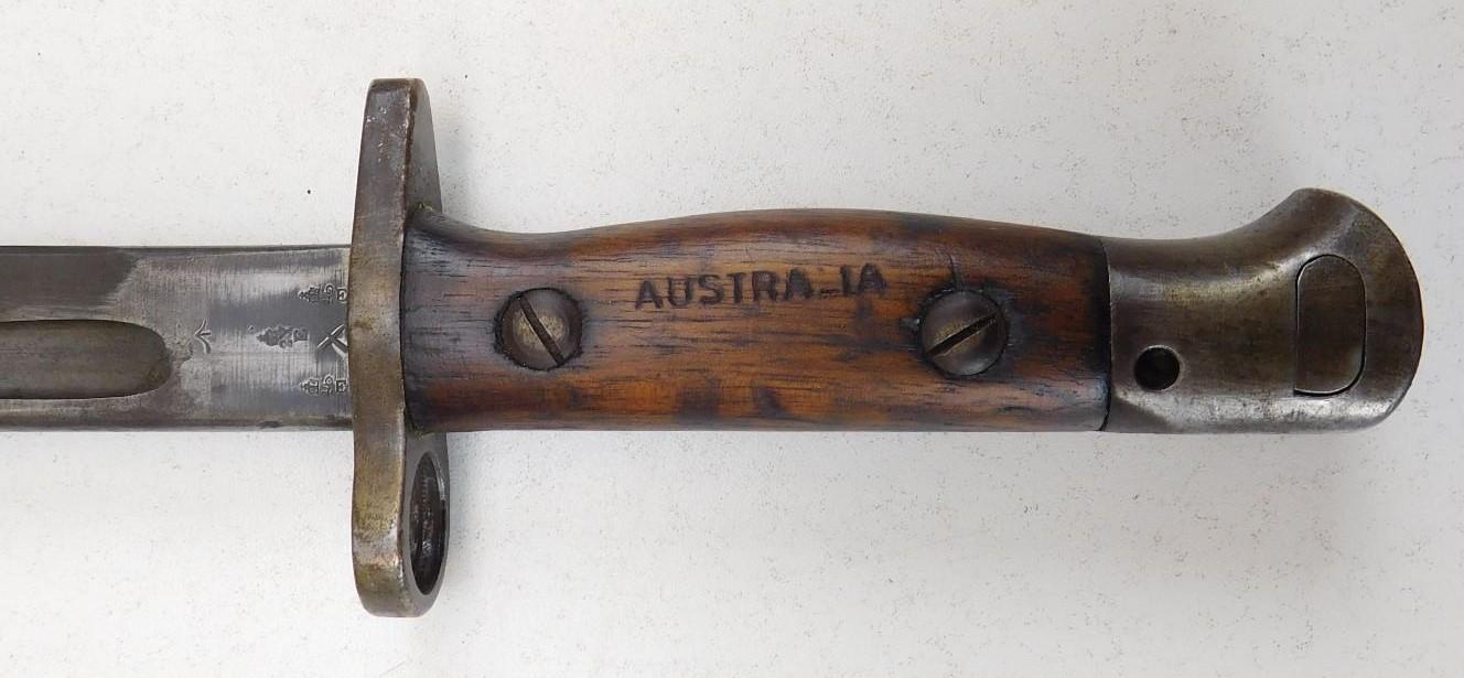 Markings on a Lithgow manufactured 1907 pattern bayonet