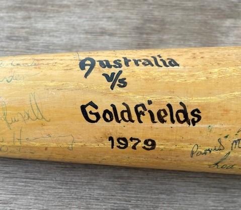 Signed baseball bat - 1979 Australia v. Goldfields exhibition game