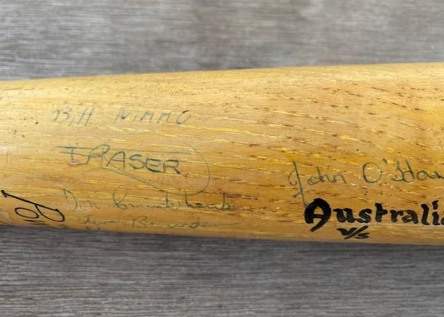 Signed baseball bat - 1979 Australia v. Goldfields exhibition game