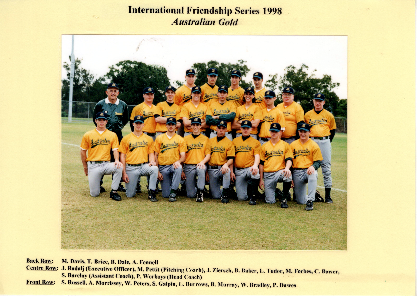 1998 International Friendship Series — Australian Gold team