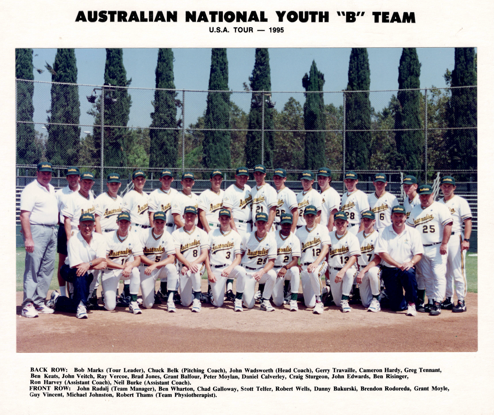 1995 Australian National Youth 'B' Team - USA tour