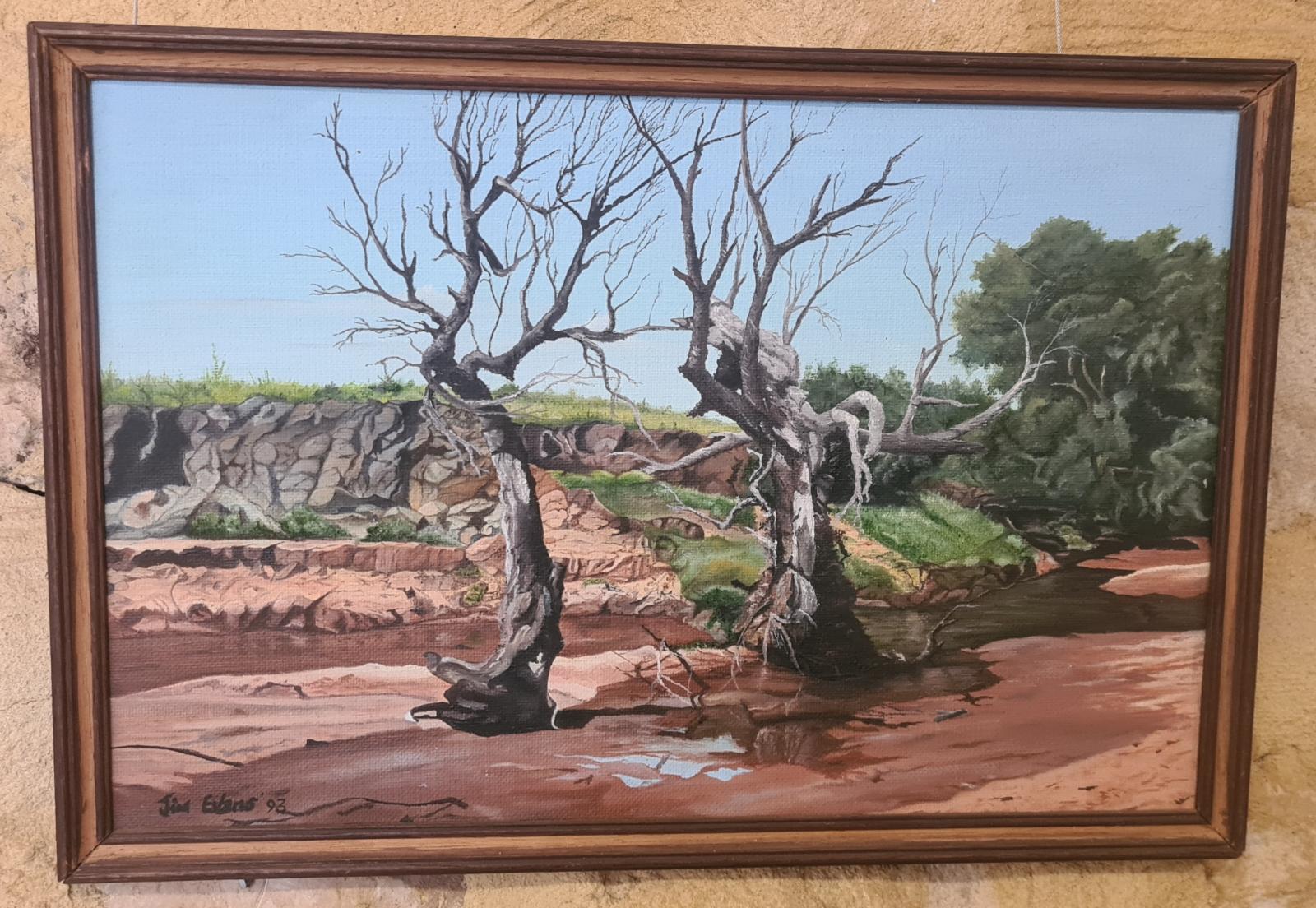 Framed oil painting "Greenough River" by Jim Evans