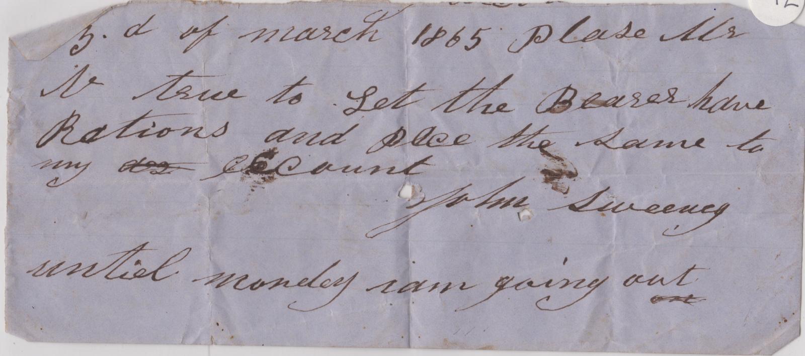 Promissory note from John Sweeney