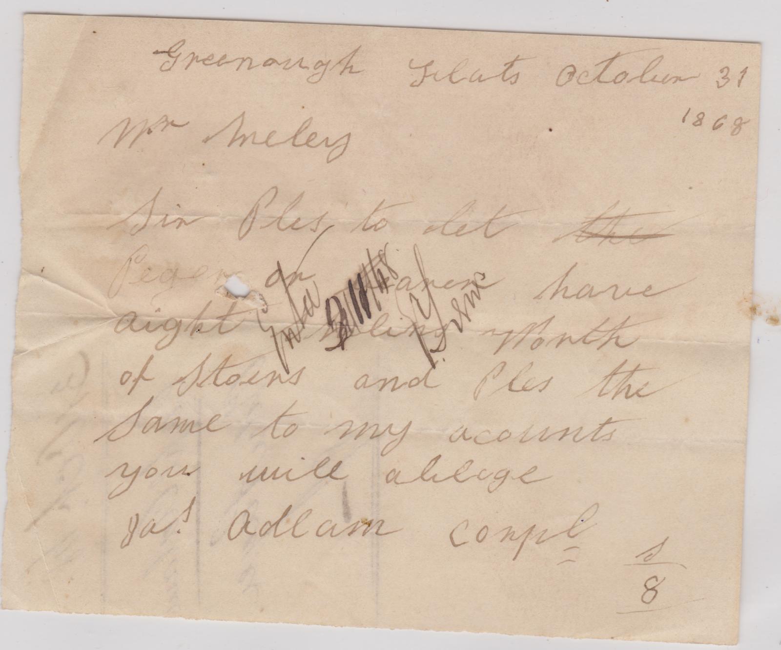 Promissory note from Corporal James Adlam