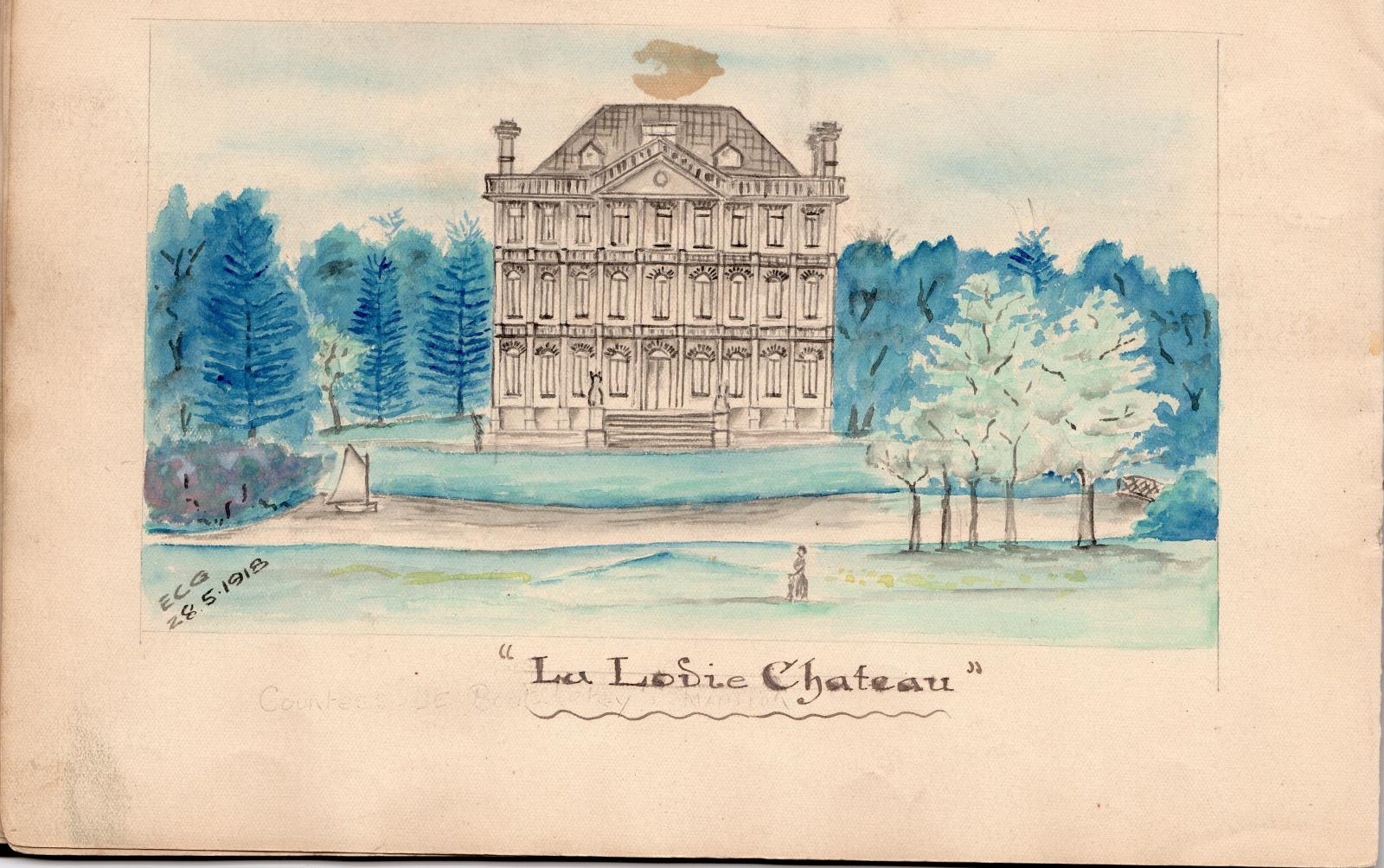 Watercolour of La Lovie Chateau