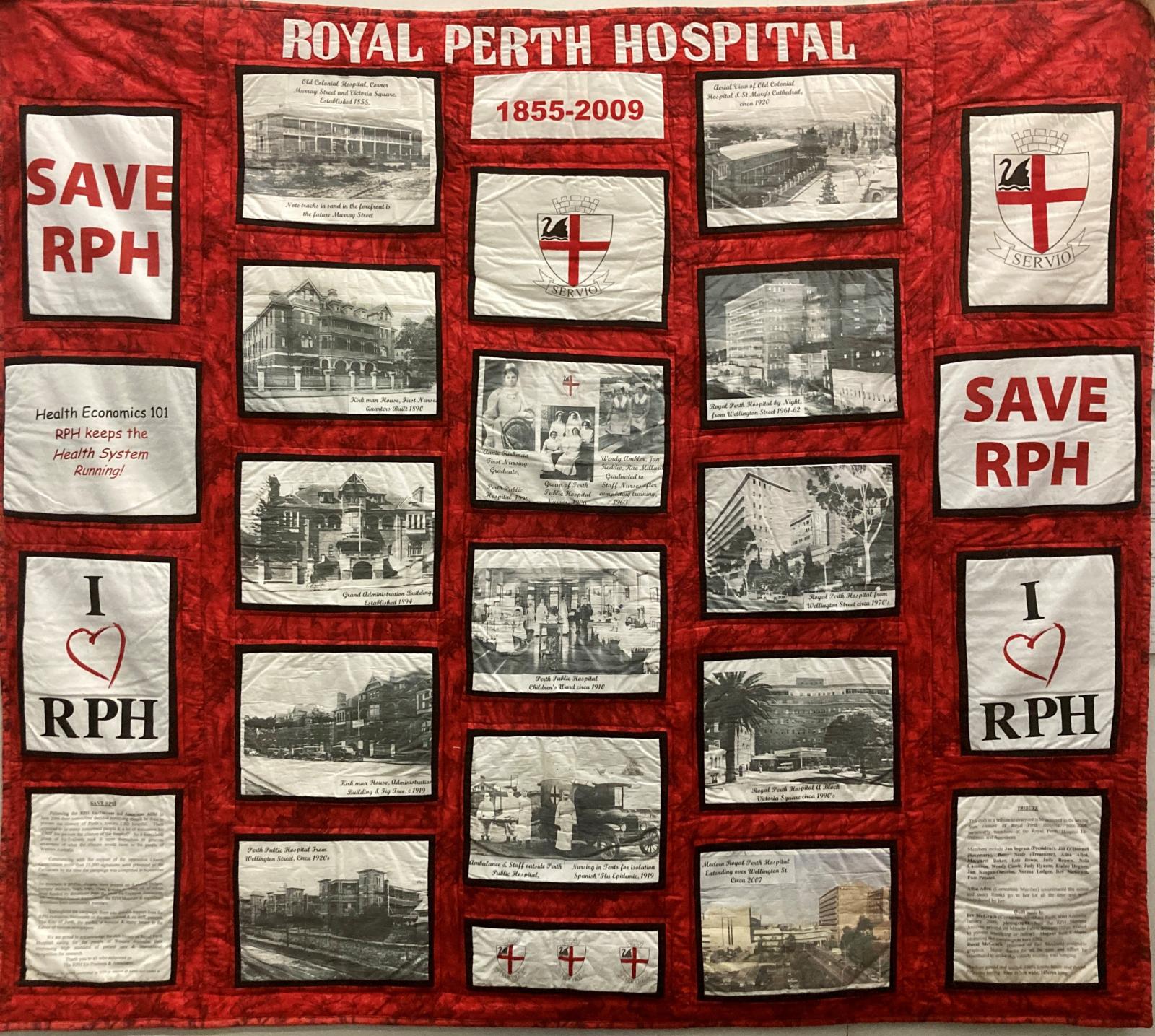 Handmade quilt commemorating the 'Save RPH Campaign 2006-2009'