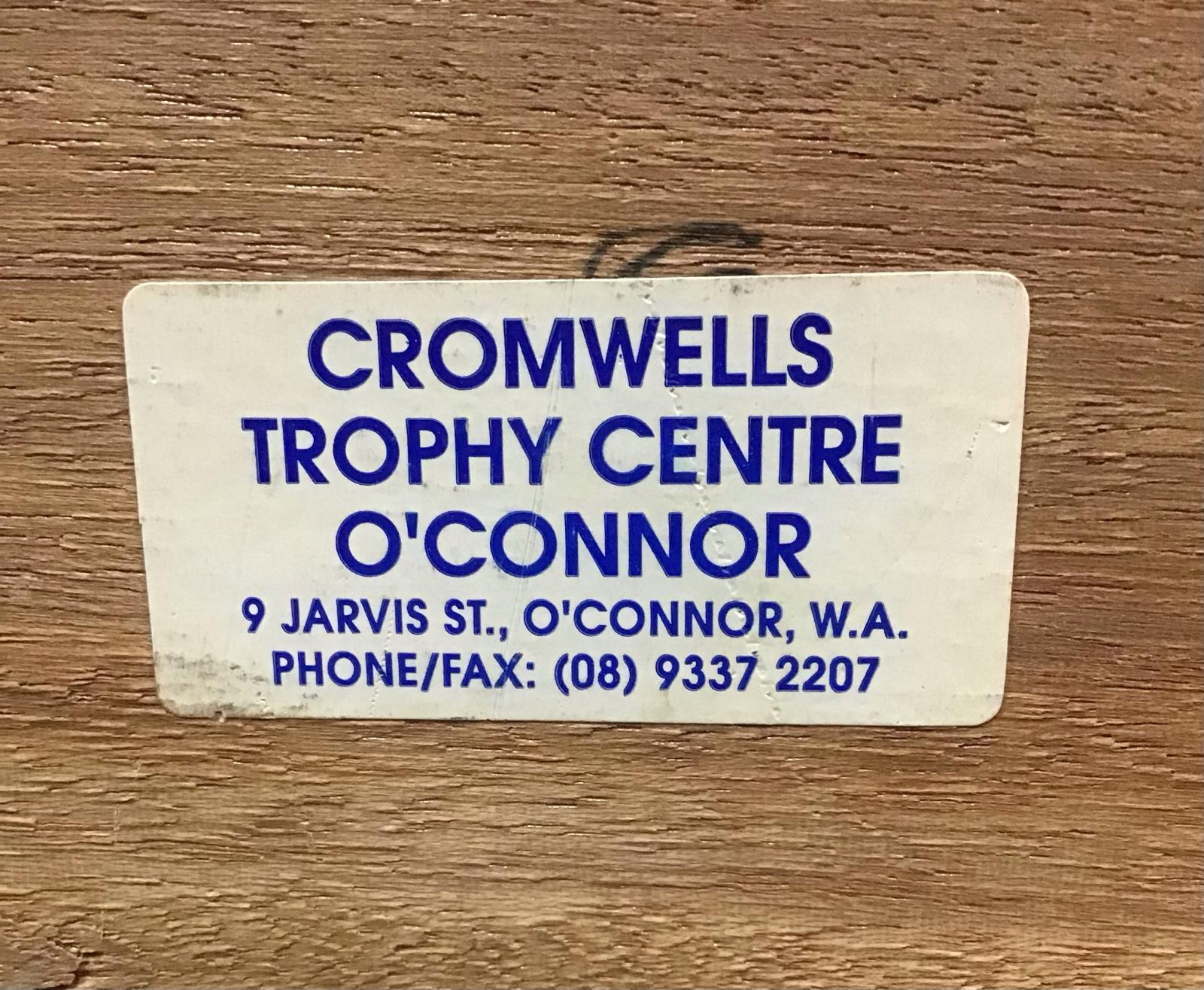 West Australian Baseball League Colts Grade Premiers Trophy – manufacturer's label.