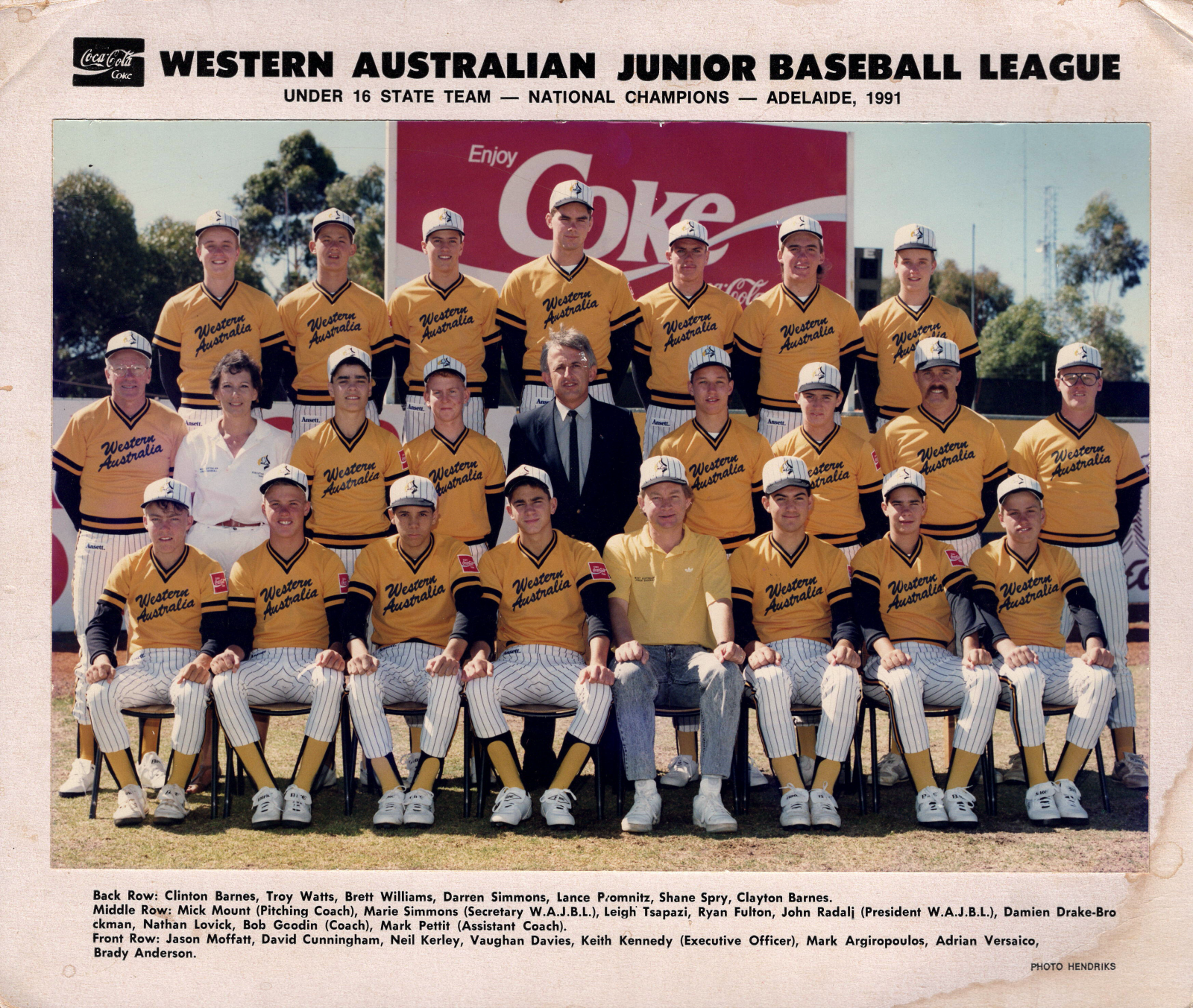 WAJBL Under-16 State baseball team, national champions 1991