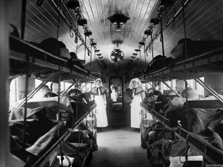 Interior of hospital train carriage