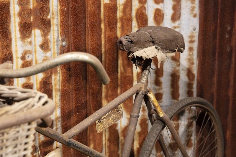 close up of bicycle with basket at front