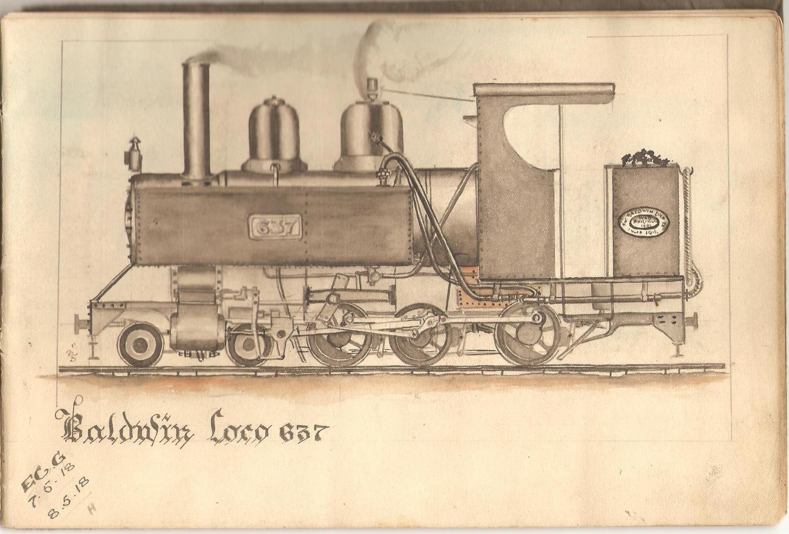 E.C.Garbett WW1 Western Front Light Rail Baldwin Loco No.637