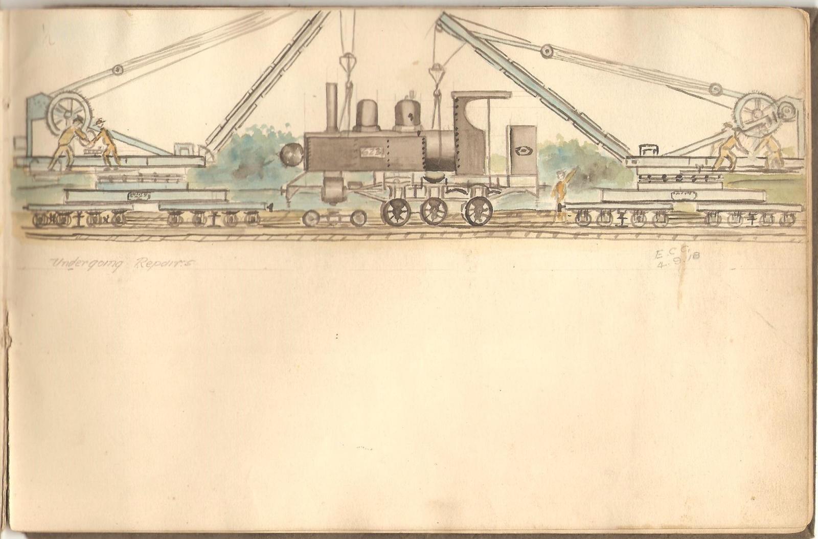 ight Rail Baldwin Loco No.623 Undergoing Repairs