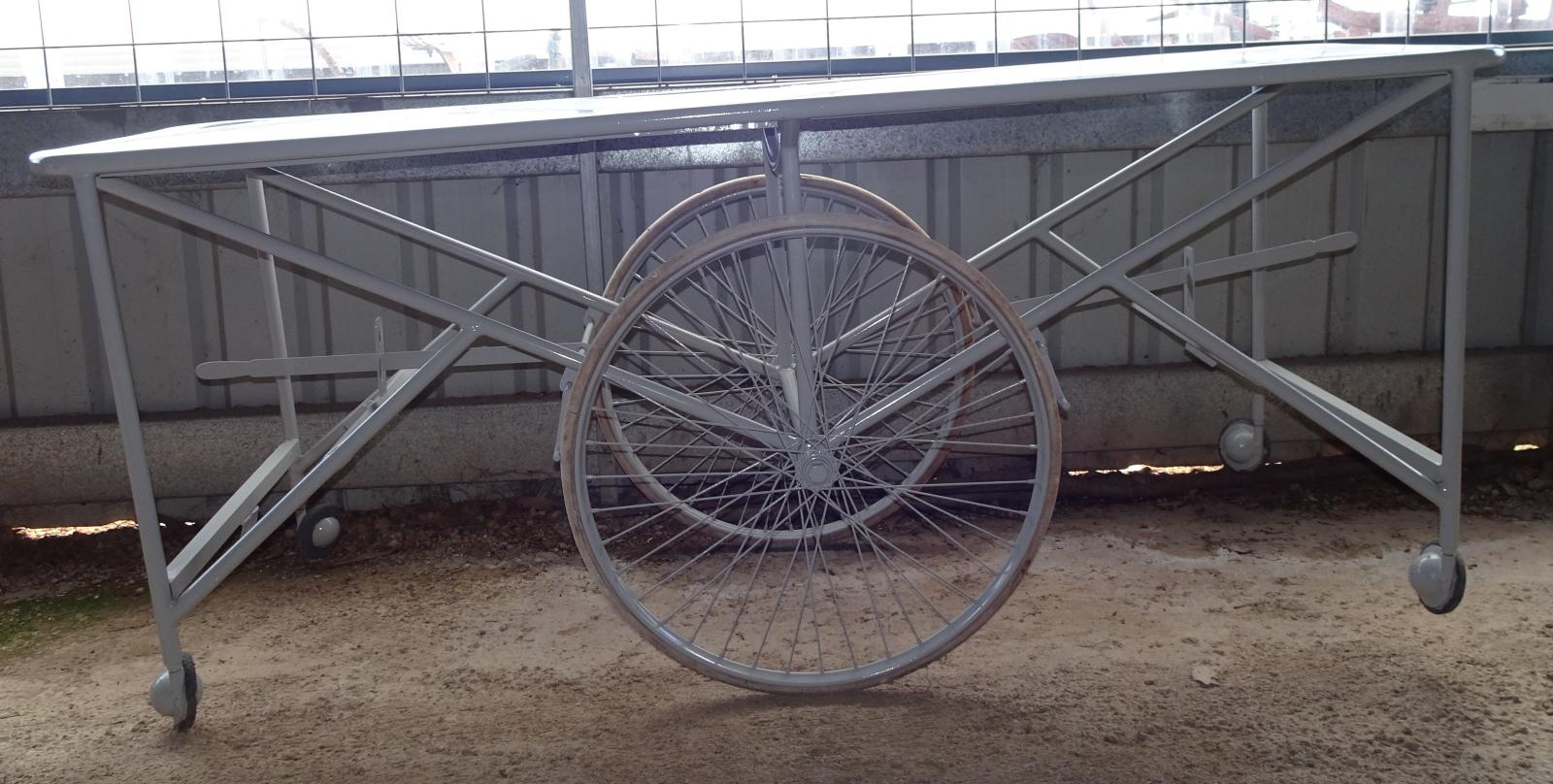 Side view of hospital trolley