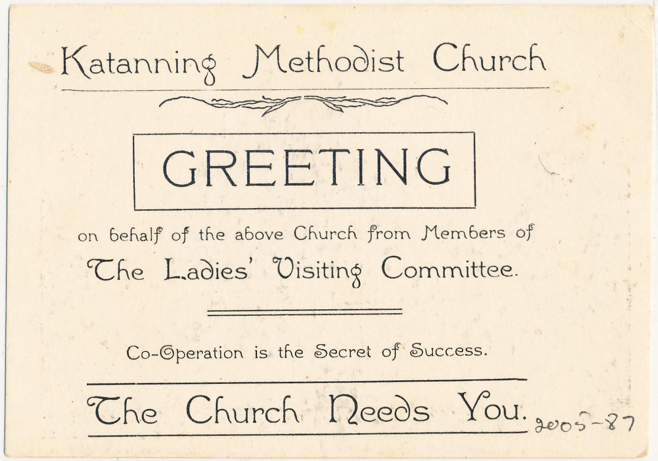 Back of Katanning Methodist Church greeting card